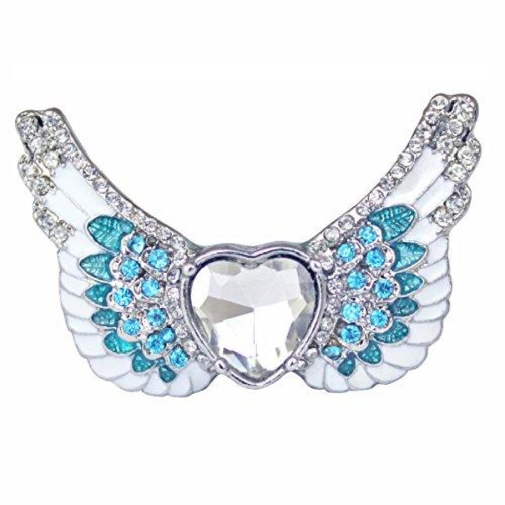 Ritzy Couture "Angels Among Us" Heart & Angel Wing (Silvertone) Ring
